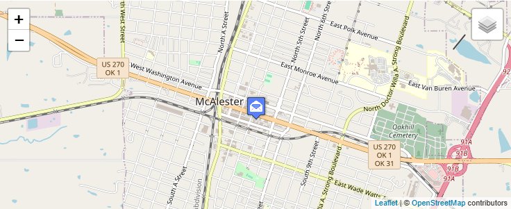 Map of ZIP Code 74502 in McAlester, OK — click to open interactive map