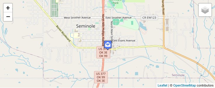 Map of ZIP Code 74818 in Seminole, OK — click to open interactive map