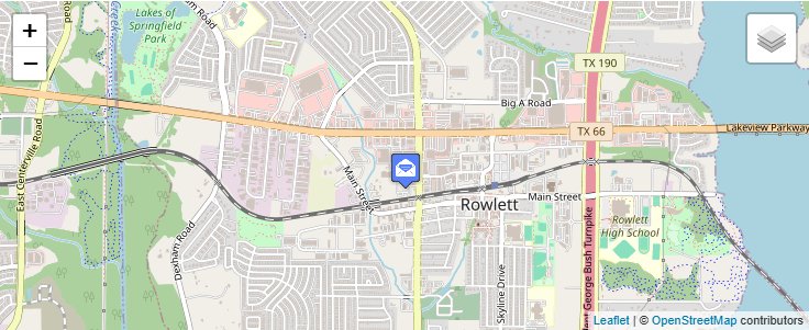 Map of ZIP Code 75030 in Rowlett, TX — click to open interactive map