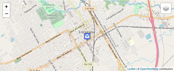 Map of ZIP Code 75151 in Corsicana, TX — click to open interactive map