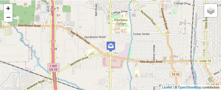 Map of ZIP Code 75504 in Texarkana, TX — click to open interactive map