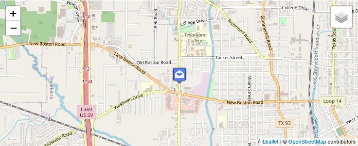 Map of ZIP Code 75505 in Texarkana, TX — click to open interactive map