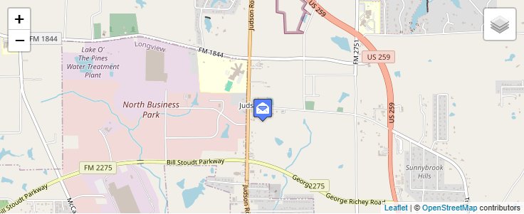 Map of ZIP Code 75660 in Judson, TX — click to open interactive map