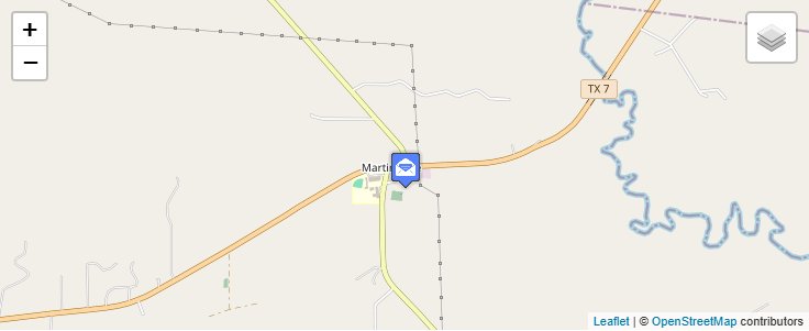 Map of ZIP Code 75958 in Martinsville, TX — click to open interactive map