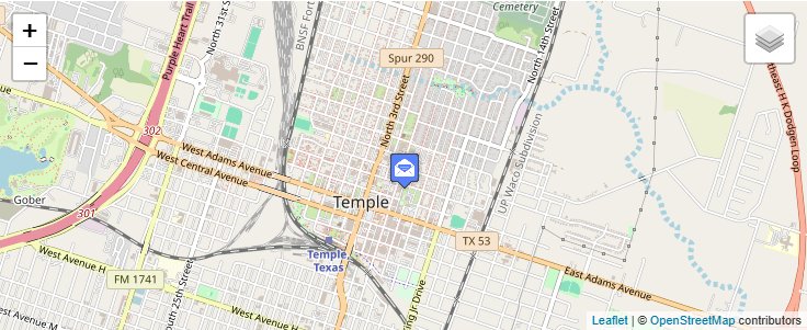 Map of ZIP Code 76503 in Temple, TX — click to open interactive map