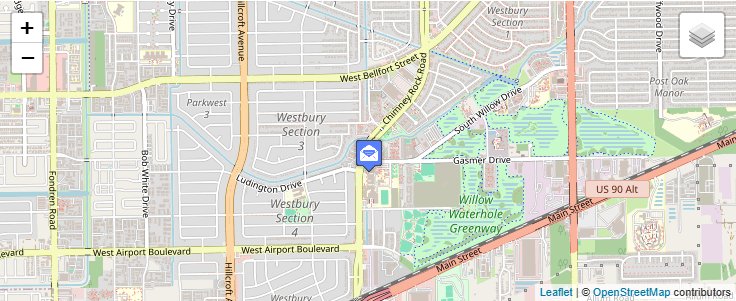 Map of ZIP Code 77235 in Houston, TX — click to open interactive map