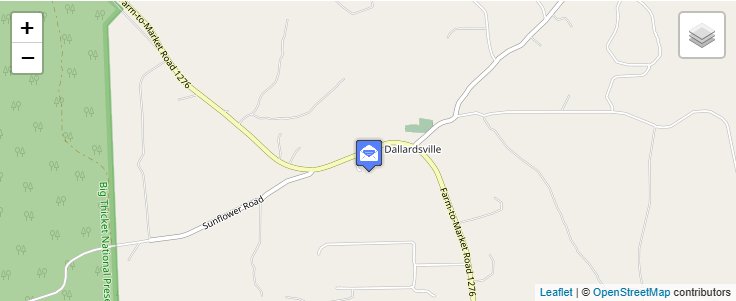 Map of ZIP Code 77332 in Dallardsville, TX — click to open interactive map