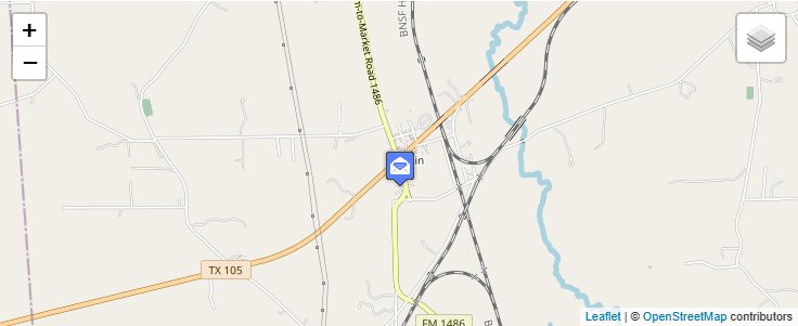 Map of ZIP Code 77333 in Dobbin, TX — click to open interactive map