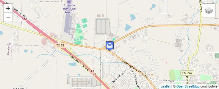 Map of ZIP Code 77343 in Huntsville, TX — click to open interactive map