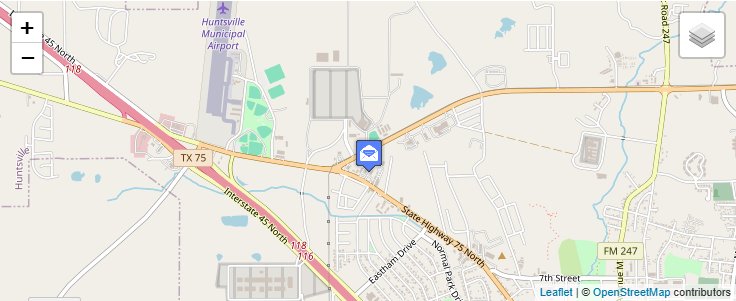 Map of ZIP Code 77349 in Huntsville, TX — click to open interactive map