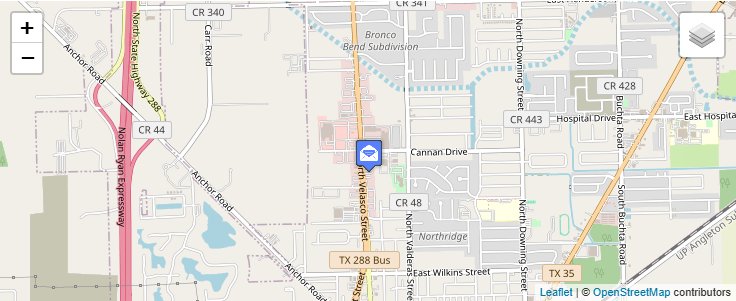 Map of ZIP Code 77516 in Angleton, TX — click to open interactive map