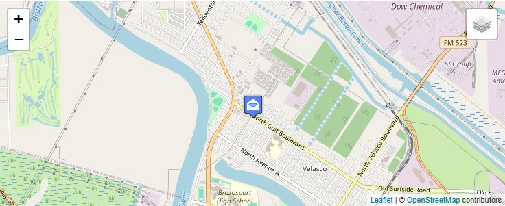 Map of ZIP Code 77542 in Freeport, TX — click to open interactive map