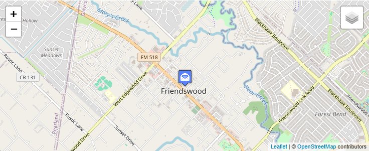 Map of ZIP Code 77549 in Friendswood, TX — click to open interactive map