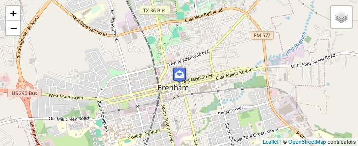 Map of ZIP Code 77834 in Brenham, TX — click to open interactive map