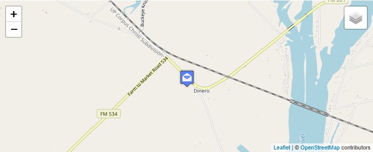 Map of ZIP Code 78350 in Dinero, TX — click to open interactive map