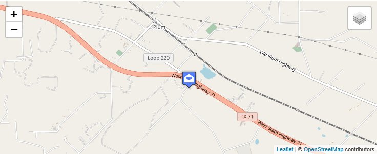 Map of ZIP Code 78952 in Plum, TX — click to open interactive map
