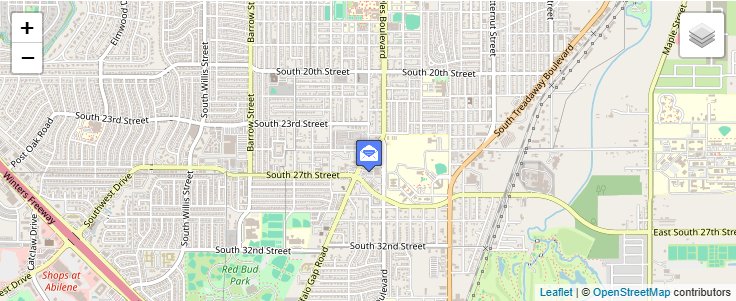 Map of ZIP Code 79608 in Abilene, TX — click to open interactive map