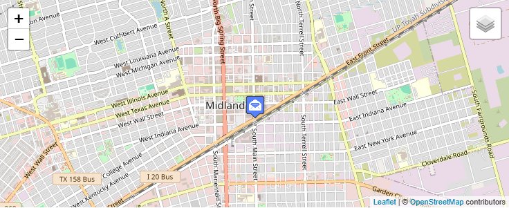 Map of ZIP Code 79702 in Midland, TX — click to open interactive map