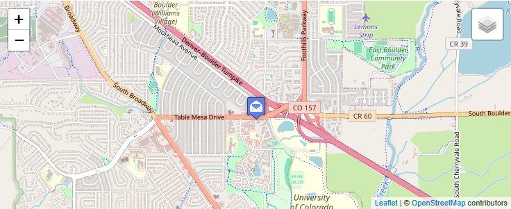 Map of ZIP Code 80307 in Boulder, CO — click to open interactive map