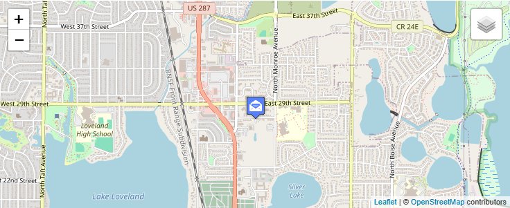 Map of ZIP Code 80539 in Loveland, CO — click to open interactive map