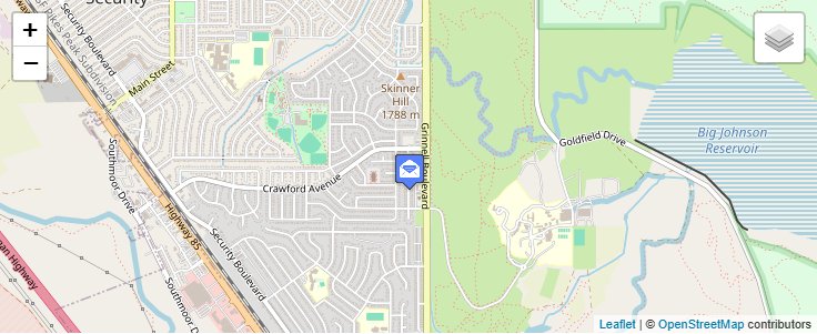 Map of ZIP Code 80931 in Colorado Springs, CO — click to open interactive map