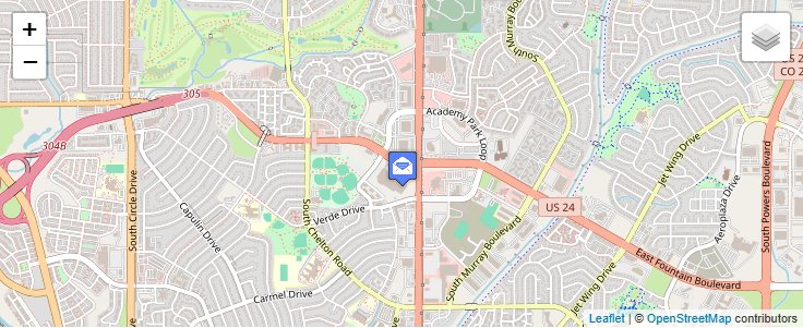 Map of ZIP Code 80935 in Colorado Springs, CO — click to open interactive map