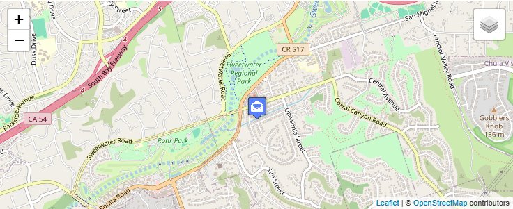 Map of ZIP Code 91908 in Bonita, CA — click to open interactive map