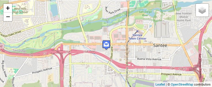 Map of ZIP Code 92072 in Santee, CA — click to open interactive map