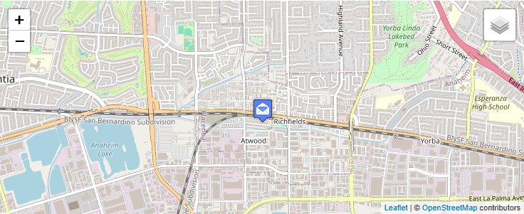 Map of ZIP Code 92811 in Atwood, CA — click to open interactive map