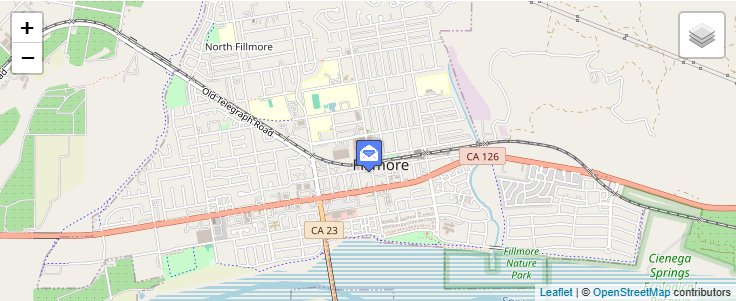 Map of ZIP Code 93016 in Fillmore, CA — click to open interactive map