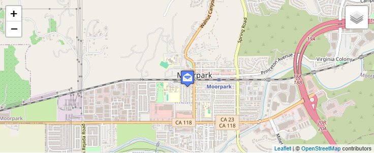 Map of ZIP Code 93020 in Moorpark, CA — click to open interactive map
