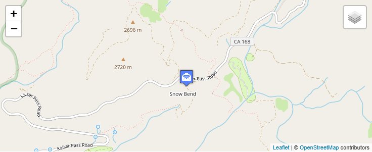 Map of ZIP Code 93642 in Mono Hot Springs, CA — click to open interactive map