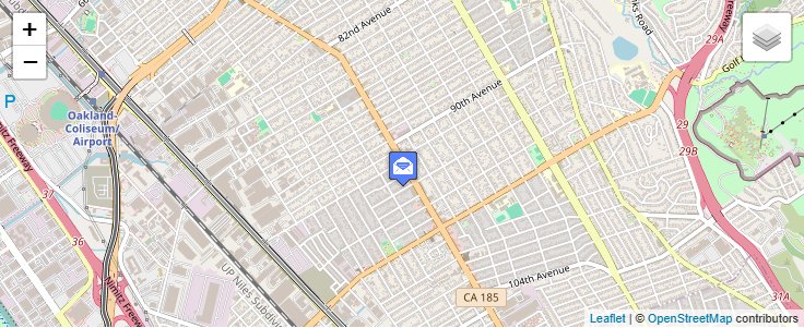 Map of ZIP Code 94624 in Oakland, CA — click to open interactive map