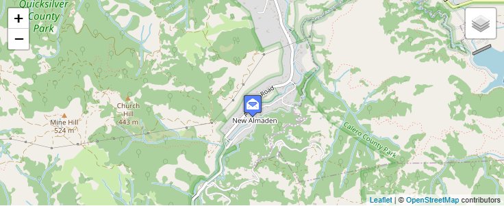 Map of ZIP Code 95042 in New Almaden, CA — click to open interactive map