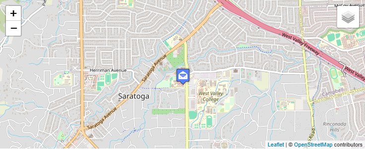 Map of ZIP Code 95071 in Saratoga, CA — click to open interactive map