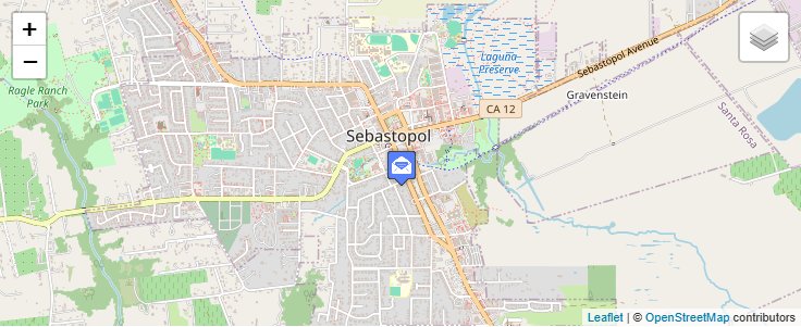 Map of ZIP Code 95473 in Sebastopol, CA — click to open interactive map