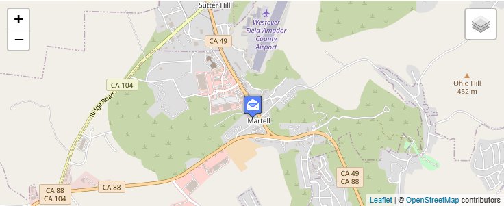 Map of ZIP Code 95654 in Martell, CA — click to open interactive map
