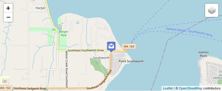 Map of ZIP Code 98386 in Southworth, WA — click to open interactive map