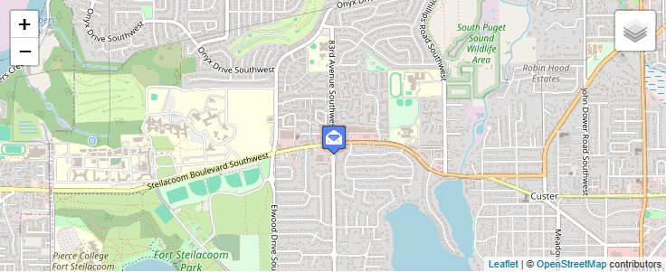 Map of ZIP Code 98497 in Lakewood, WA — click to open interactive map